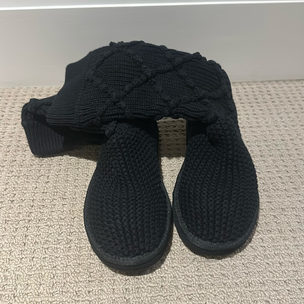 UGG Black Argyle Knit Boots - Size 5